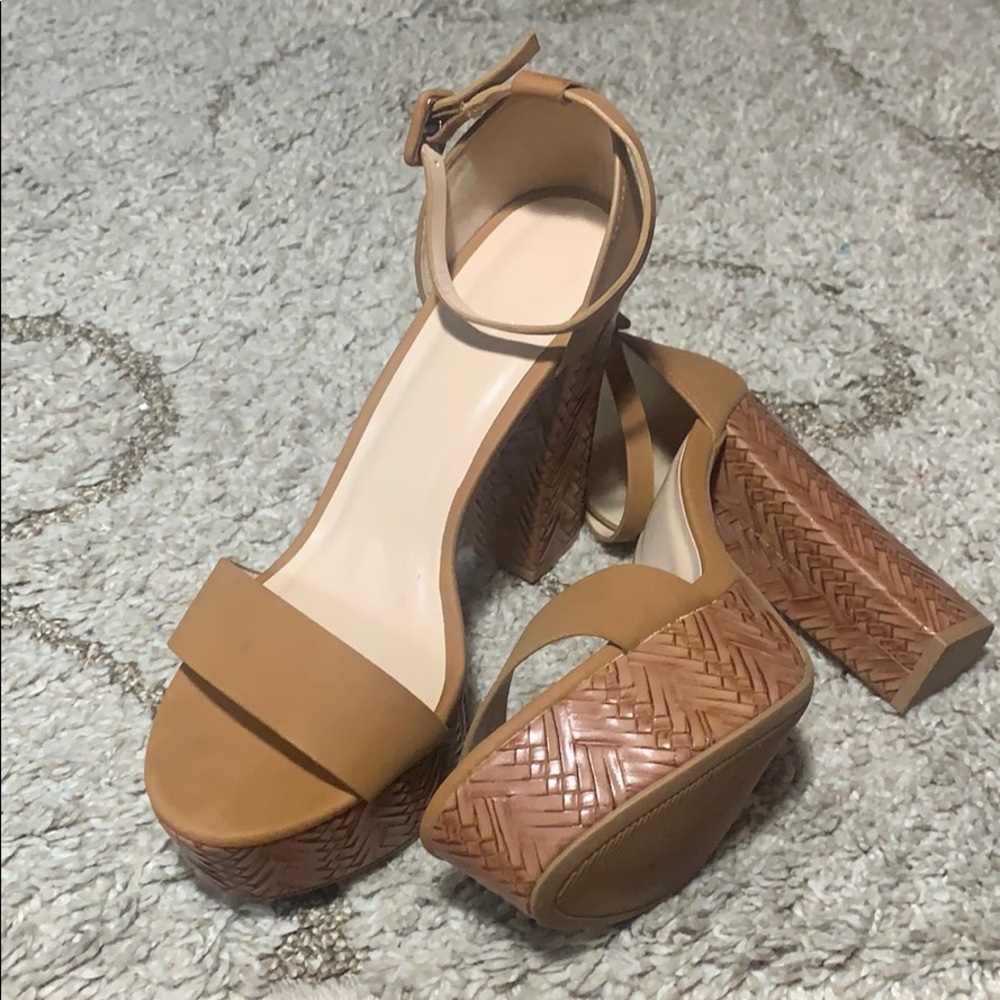 Chunky platform high heels.